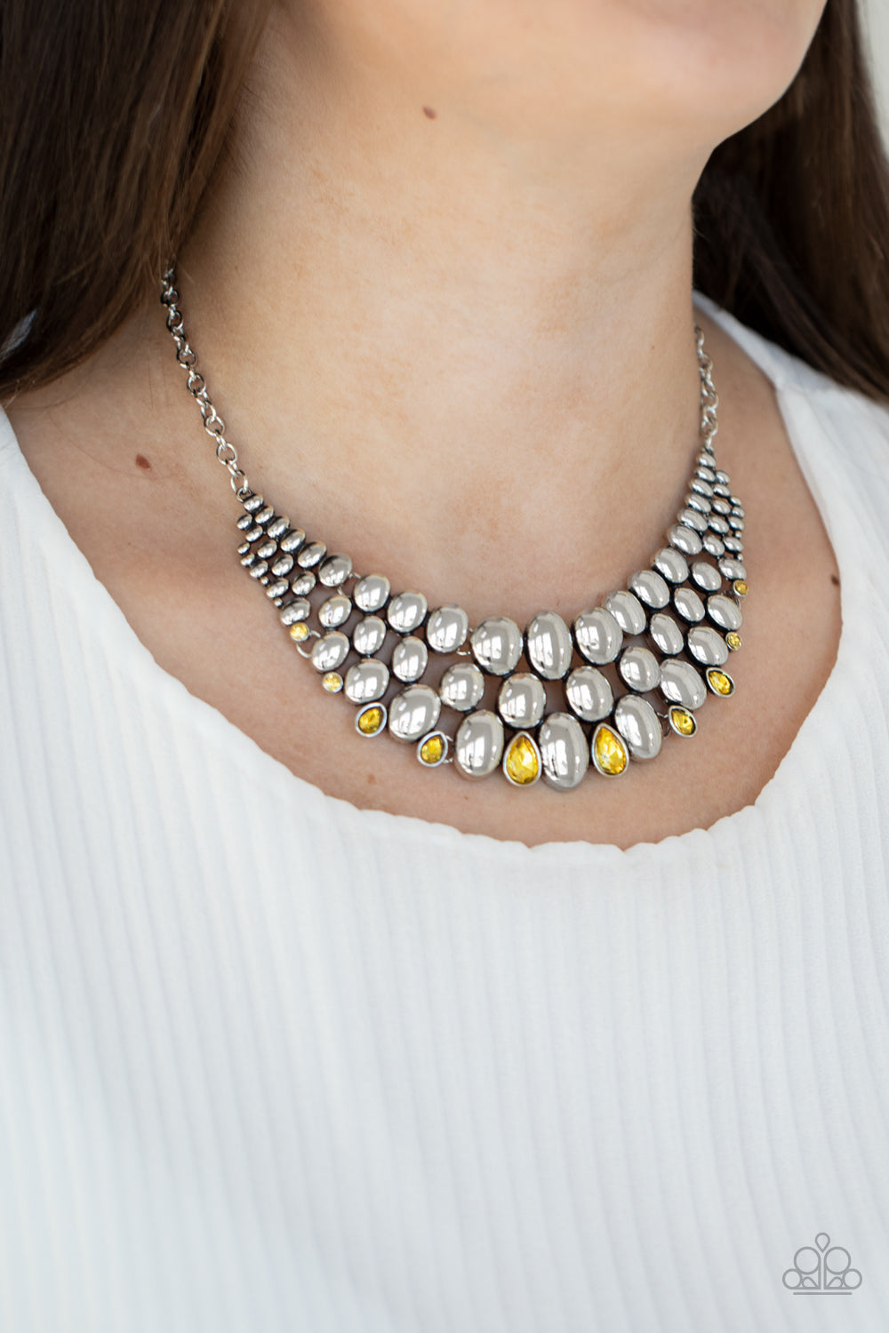 Paparazzi ♥ Powerhouse Party - Yellow ♥  Necklace