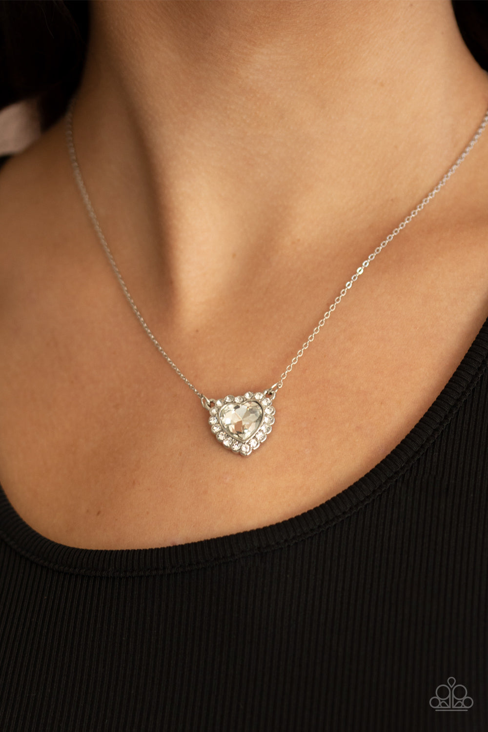 Paparazzi ♥ Out of the GLITTERY-ness of Your Heart - White ♥  Necklace