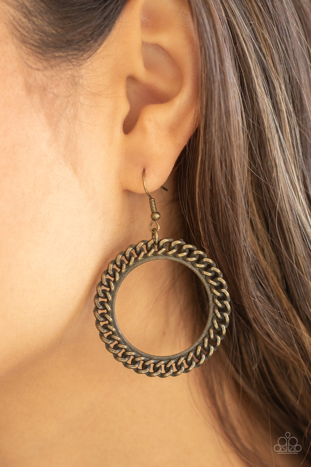 Paparazzi ♥ Above The RIMS - Brass ♥  Earrings
