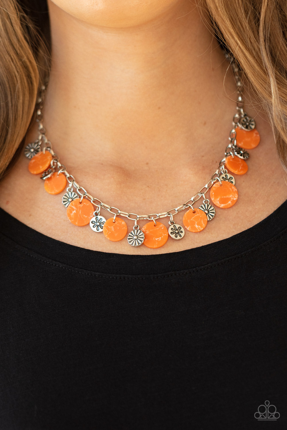 Paparazzi ♥ Flower Powered - Orange ♥  Necklace