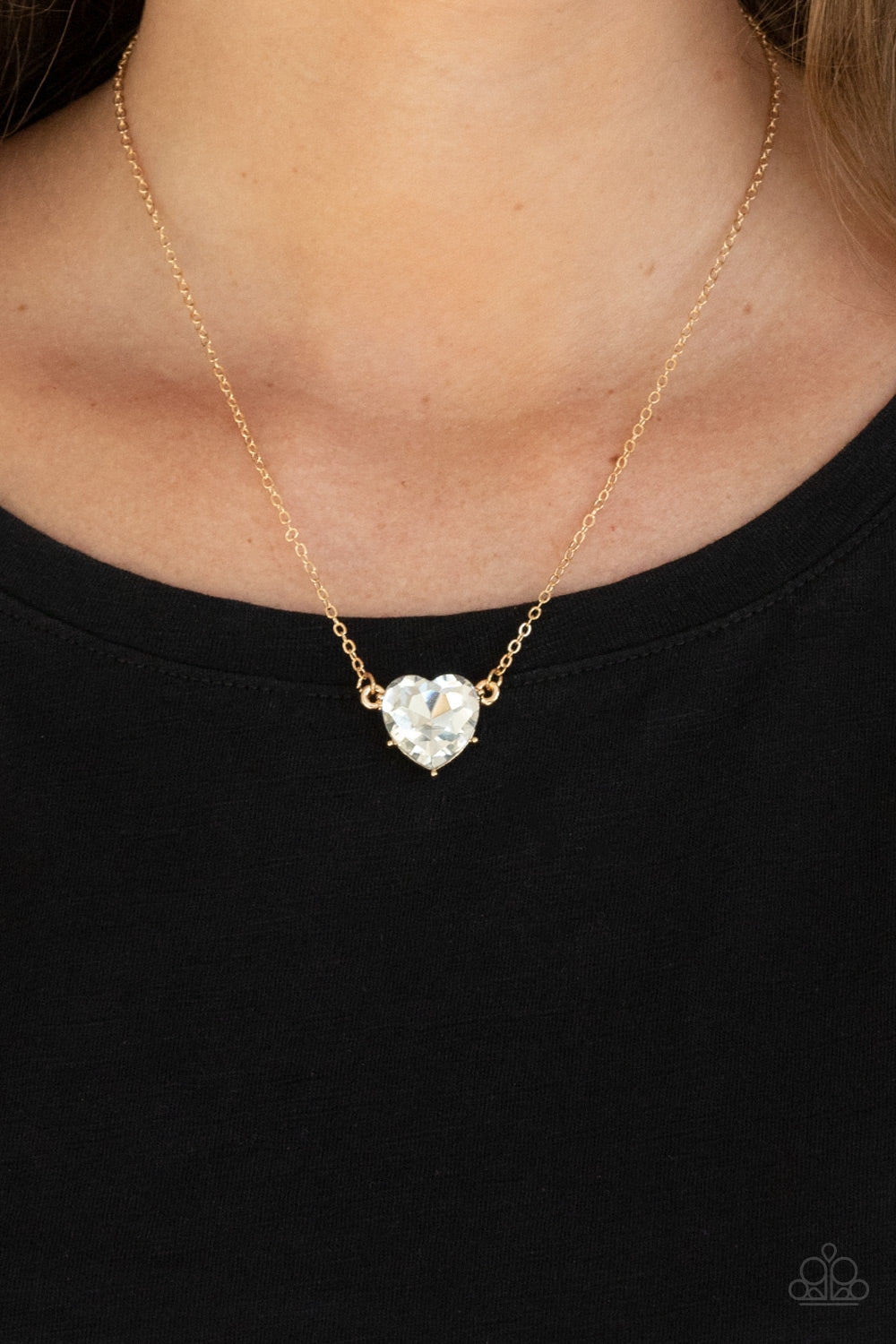Paparazzi ♥ She Works HEART For The Money - Gold ♥  Necklace
