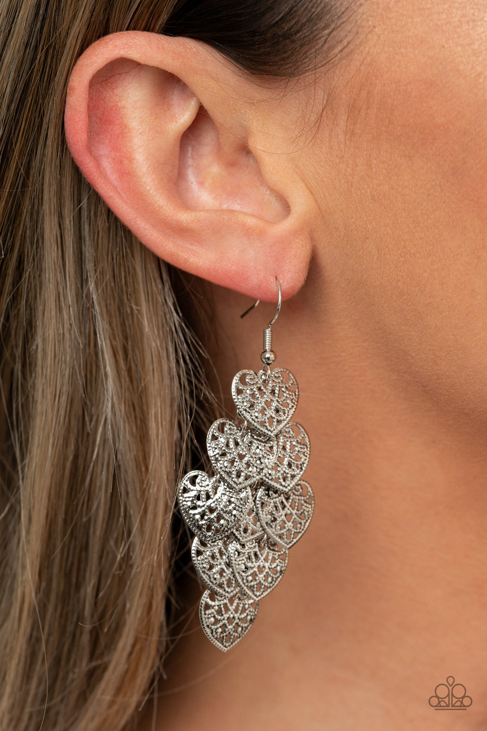Paparazzi ♥ Shimmery Soulmates - Silver ♥  Earrings