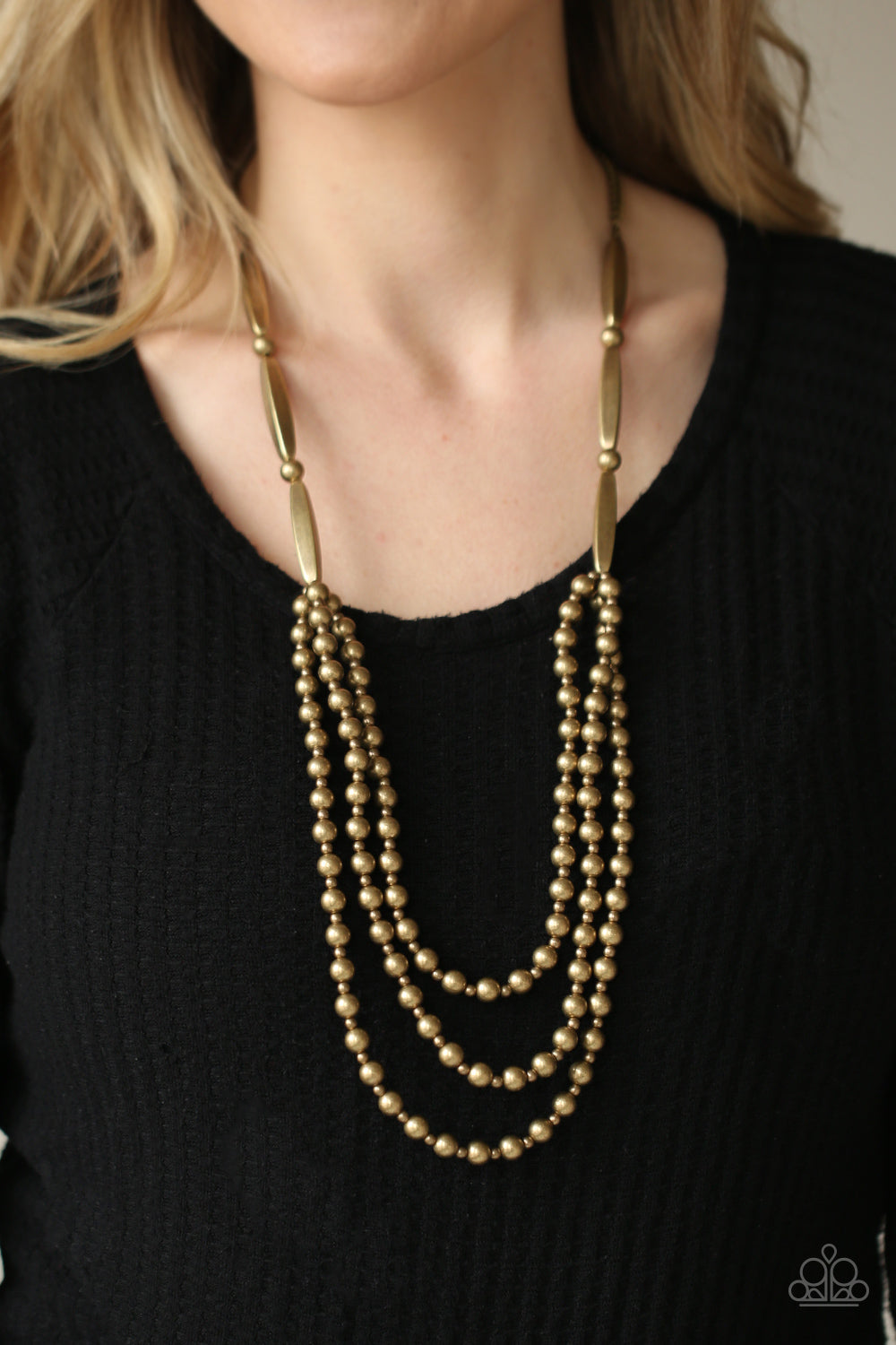 Paparazzi ♥ Beaded Beacon - Brass ♥  Necklace