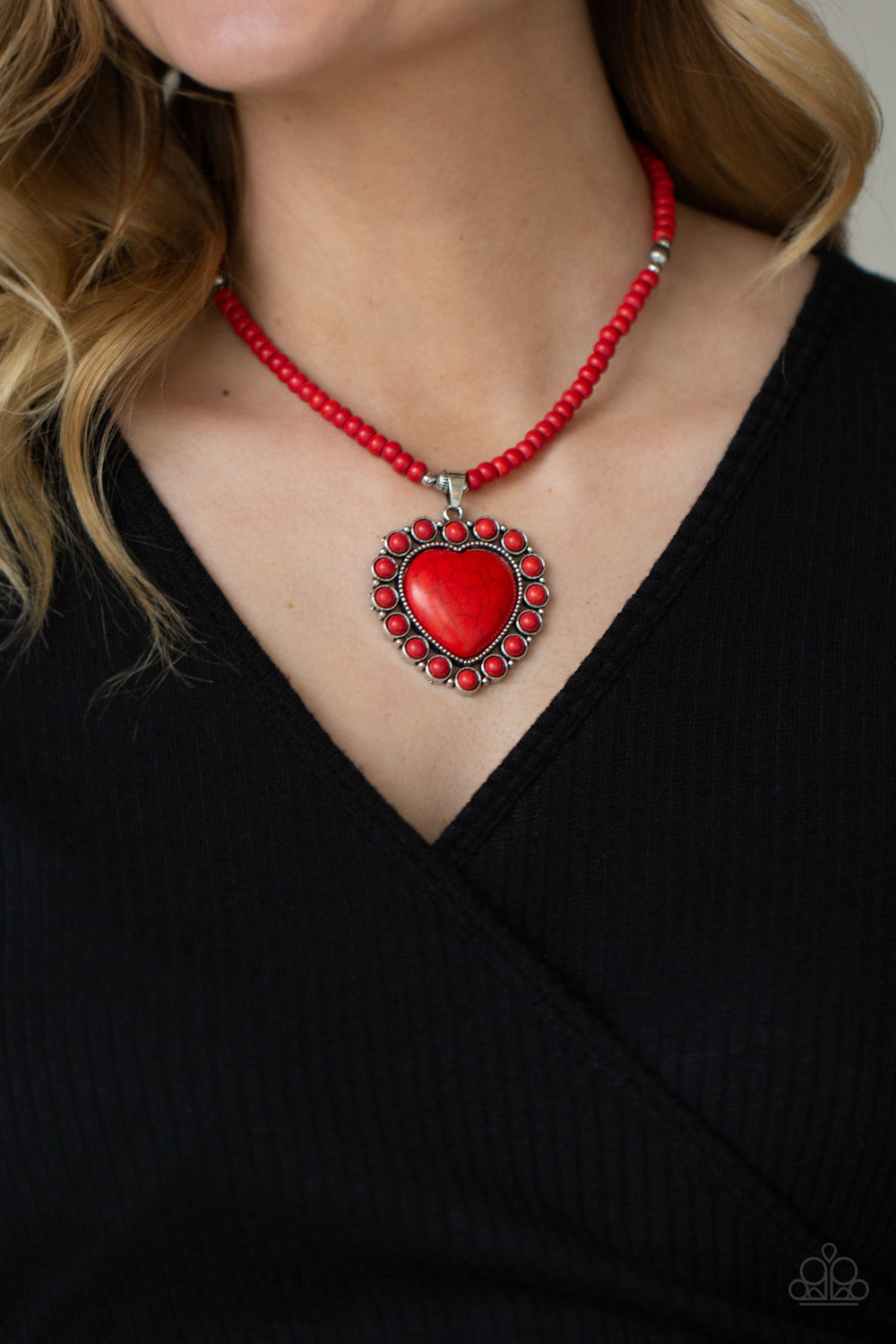 Paparazzi ♥ A Heart Of Stone - Red ♥  Necklace
