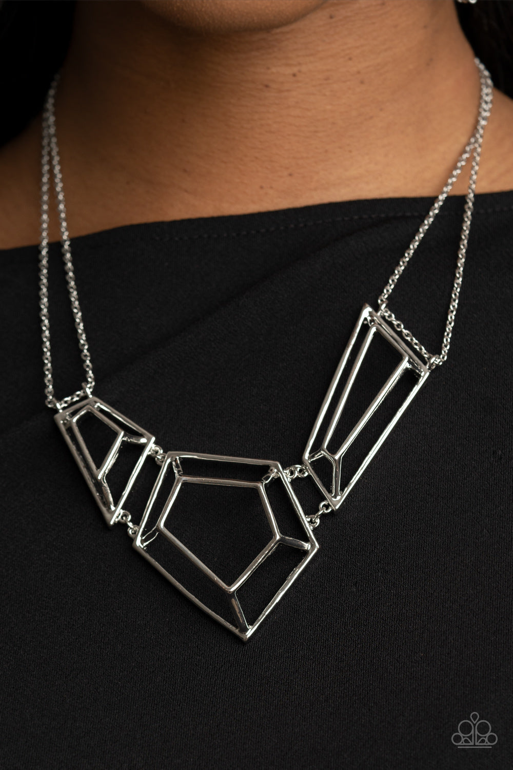 Paparazzi ♥ 3-D Drama - Silver ♥  Necklace