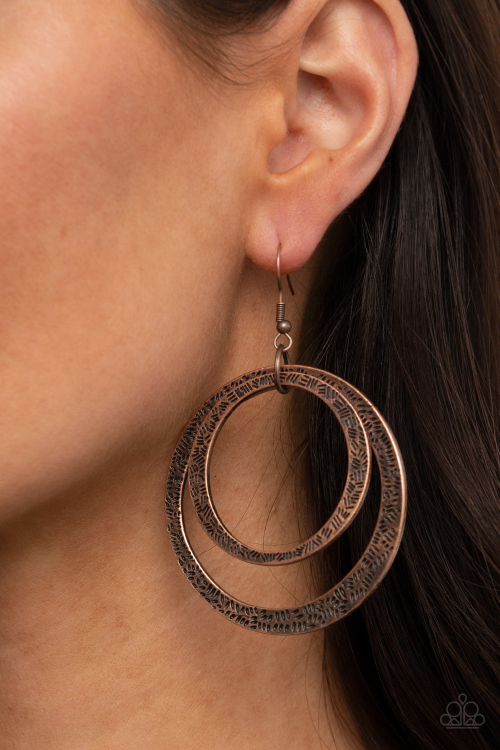 Paparazzi ♥ Rounded Out - Copper ♥  Earrings