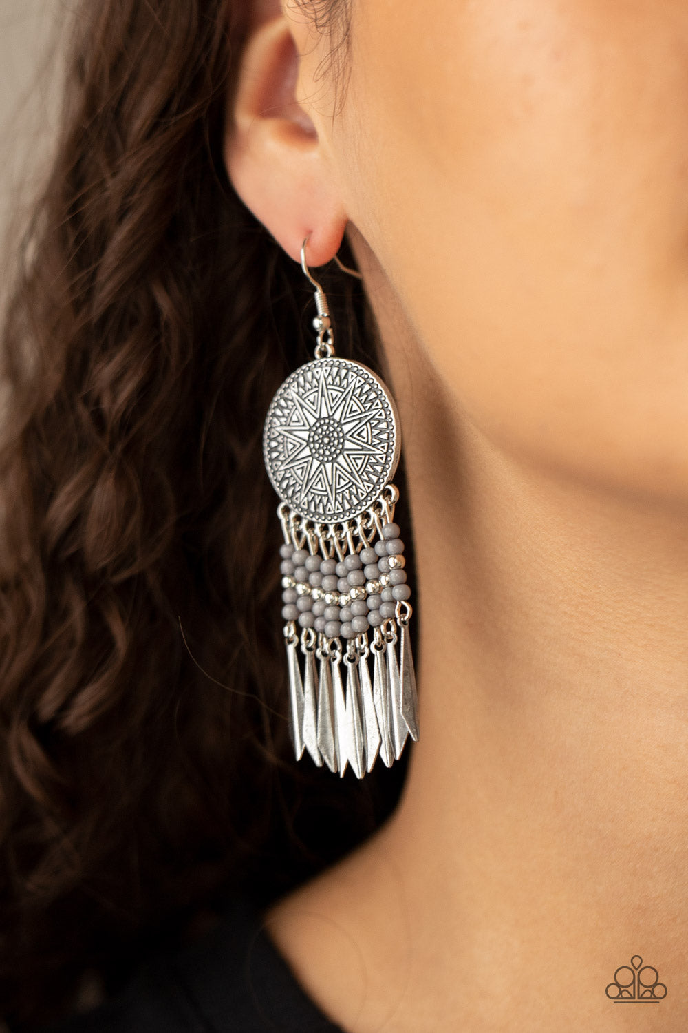 Paparazzi ♥ Sun Warrior - Silver ♥  Earrings