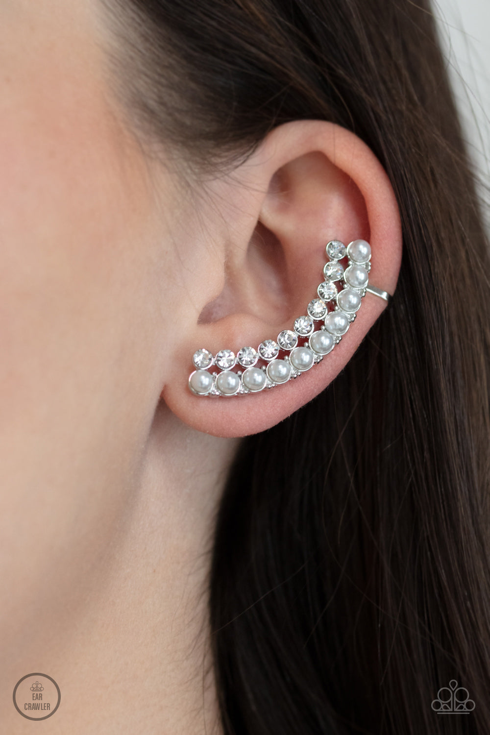 Paparazzi ♥ Doubled Down On Dazzle - White ♥  Post Earrings