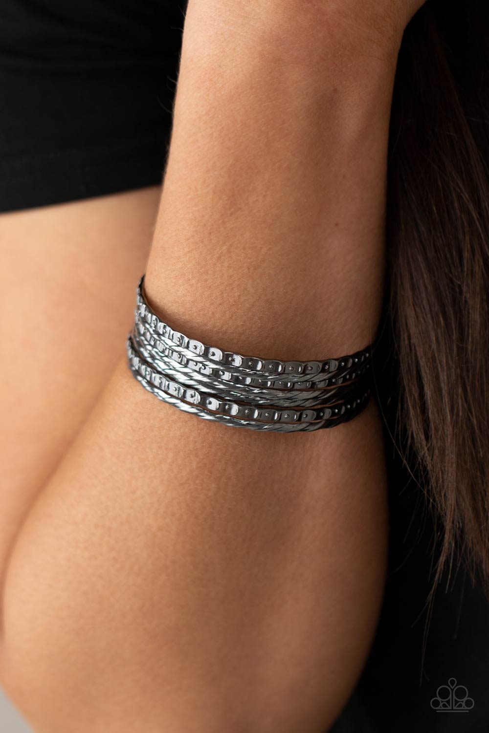 Paparazzi ♥ Back-To-Back Stacks - Black ♥  Bracelet