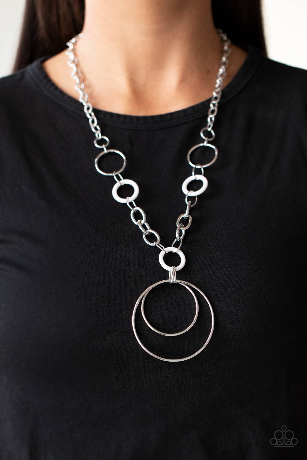 Paparazzi ♥ HOOP du Jour - White ♥  Necklace