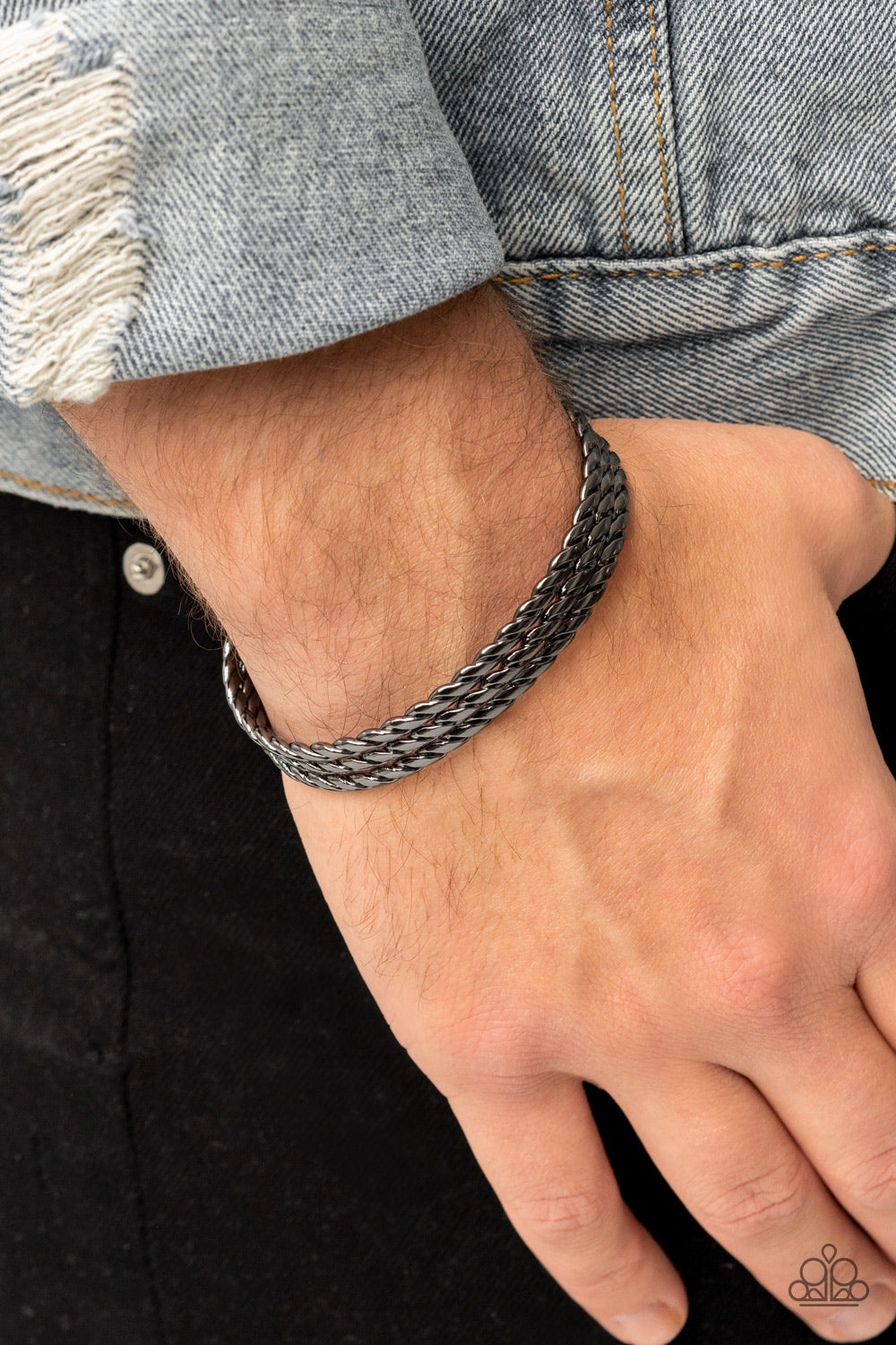 Paparazzi ♥ Line of Scrimmage - Black ♥  Mens Bracelet