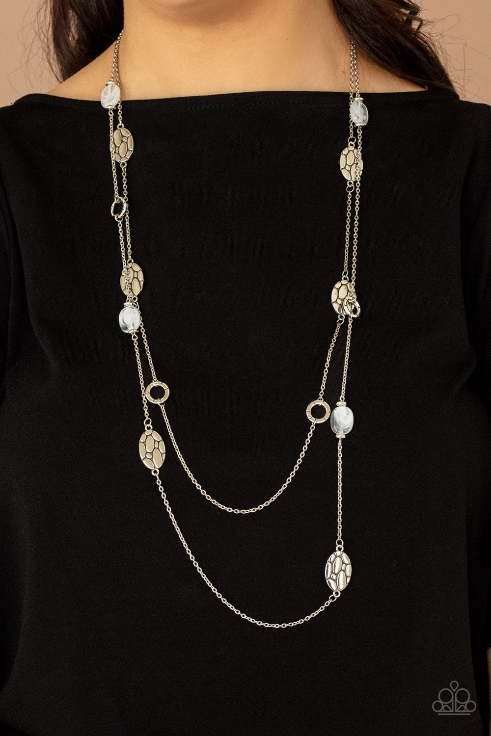 Paparazzi ♥ Cobble Creeks - White ♥  Necklace