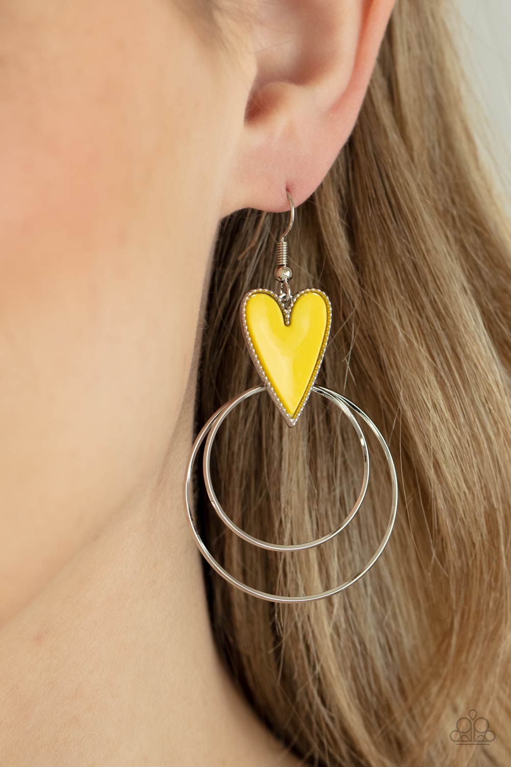Paparazzi ♥ Happily Ever Hearts - Yellow ♥  Earrings