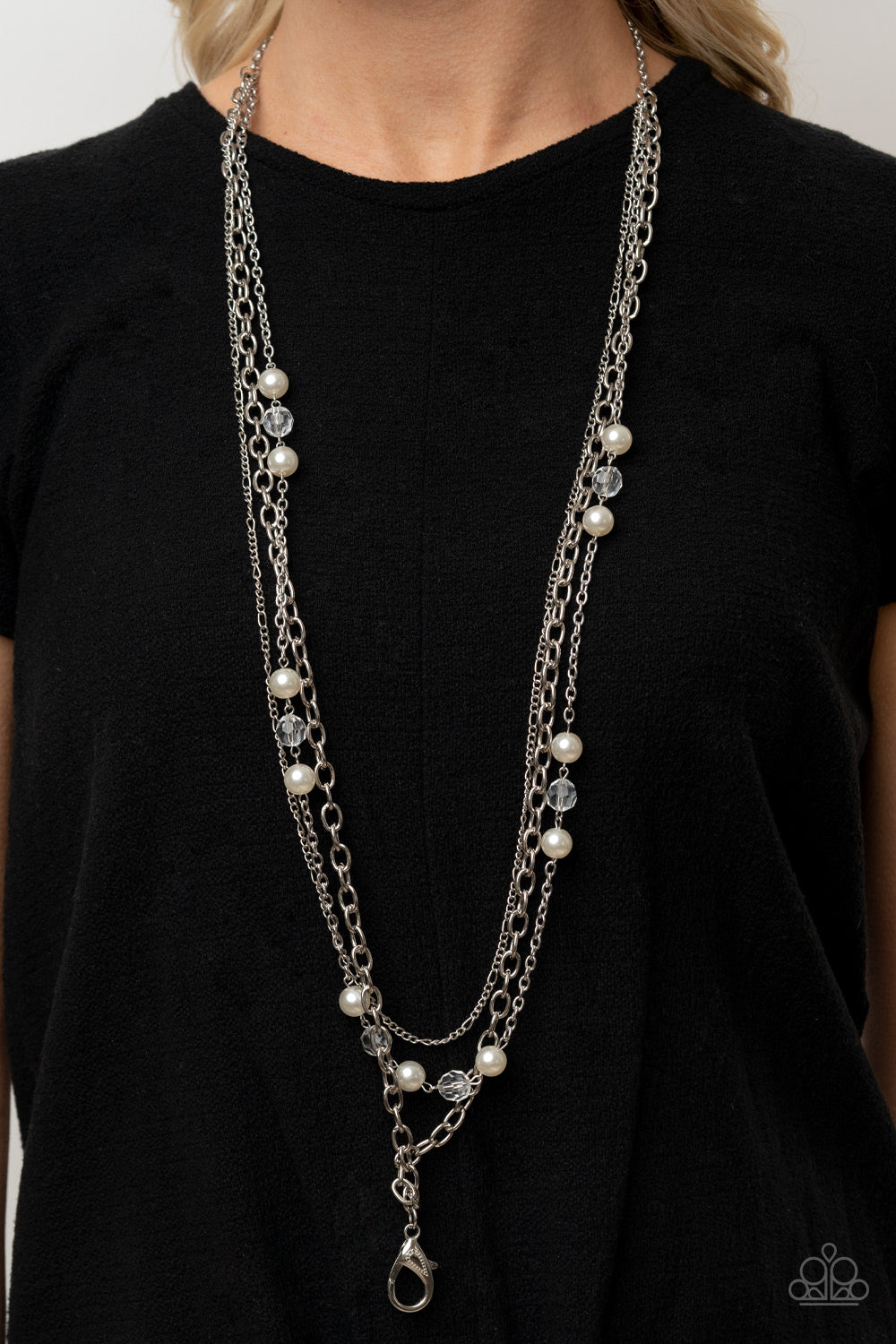 Paparazzi ♥ GLEAM Work - White ♥  Lanyard