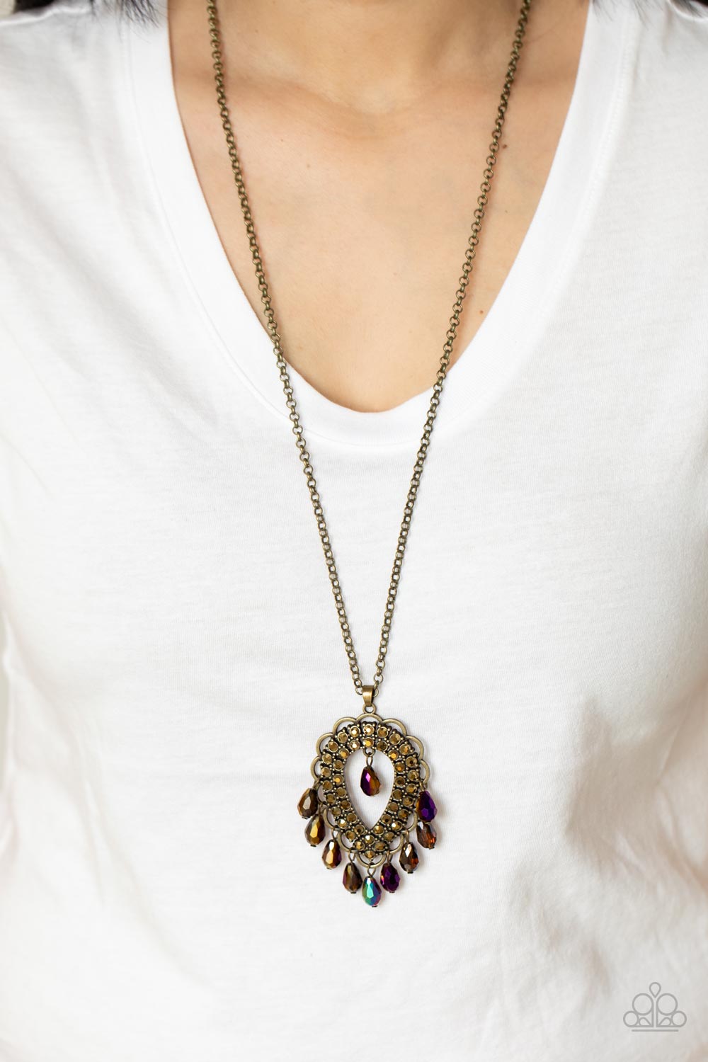 Paparazzi ♥ Teasable Teardrops - Brass ♥  Necklace