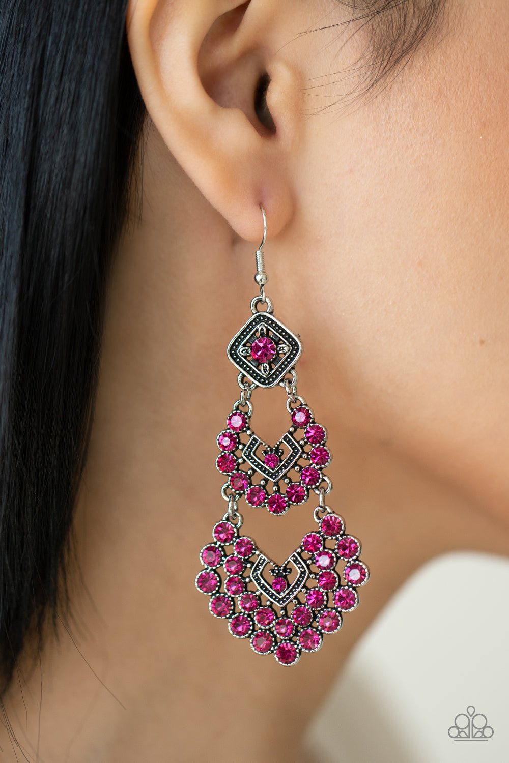 Paparazzi ♥ All For The GLAM - Pink ♥  Earrings