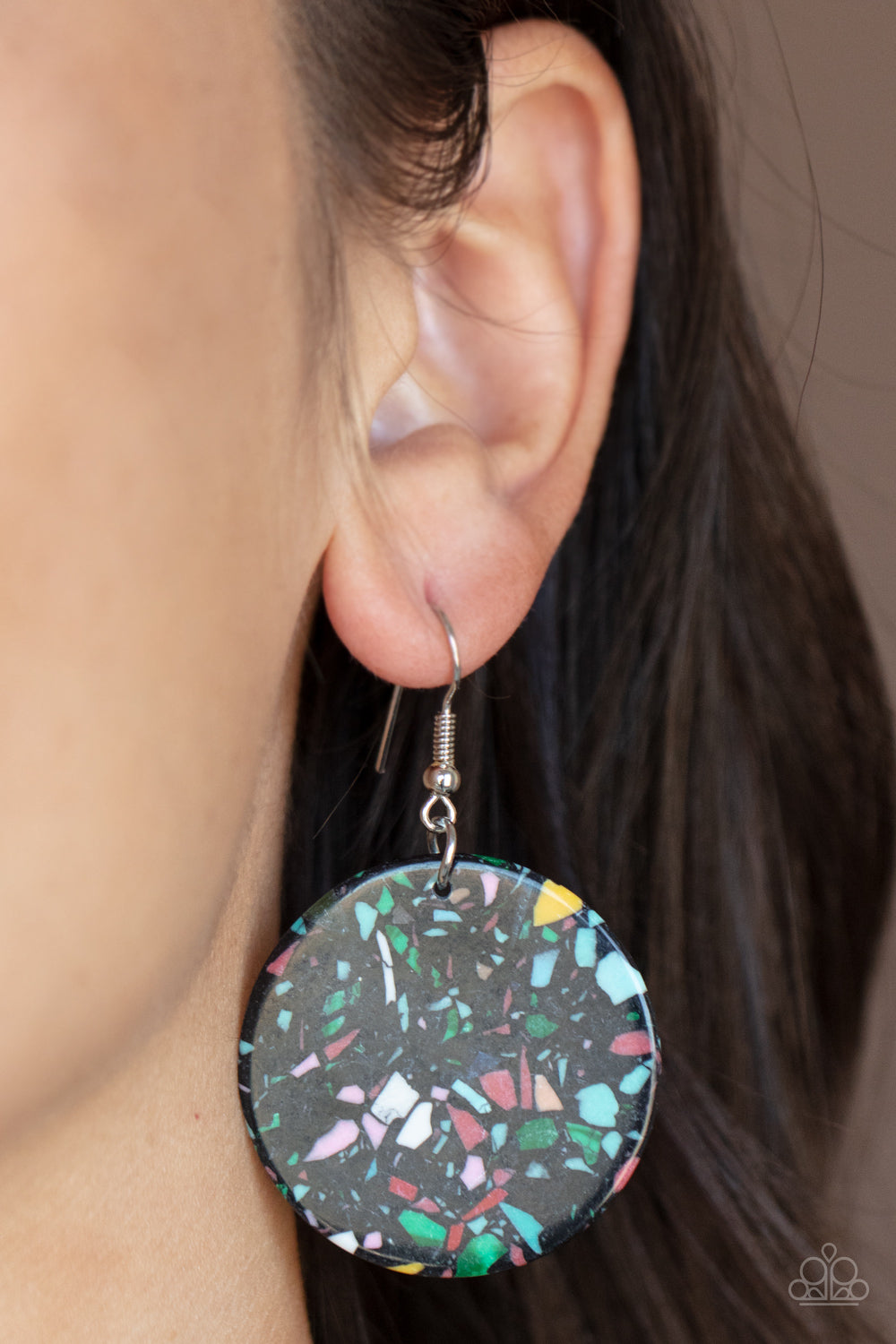 Paparazzi ♥ Tenaciously Terrazzo - Black ♥  Earrings