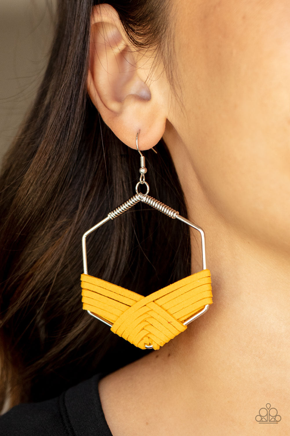 Paparazzi ♥ Suede Solstice - Yellow ♥  Earrings