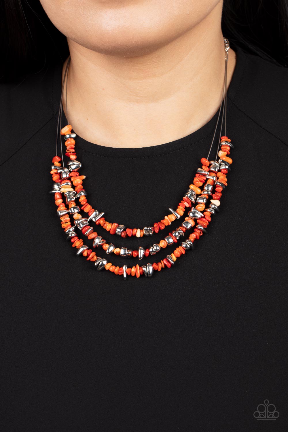 Paparazzi ♥ Placid Pebbles - Orange ♥  Necklace