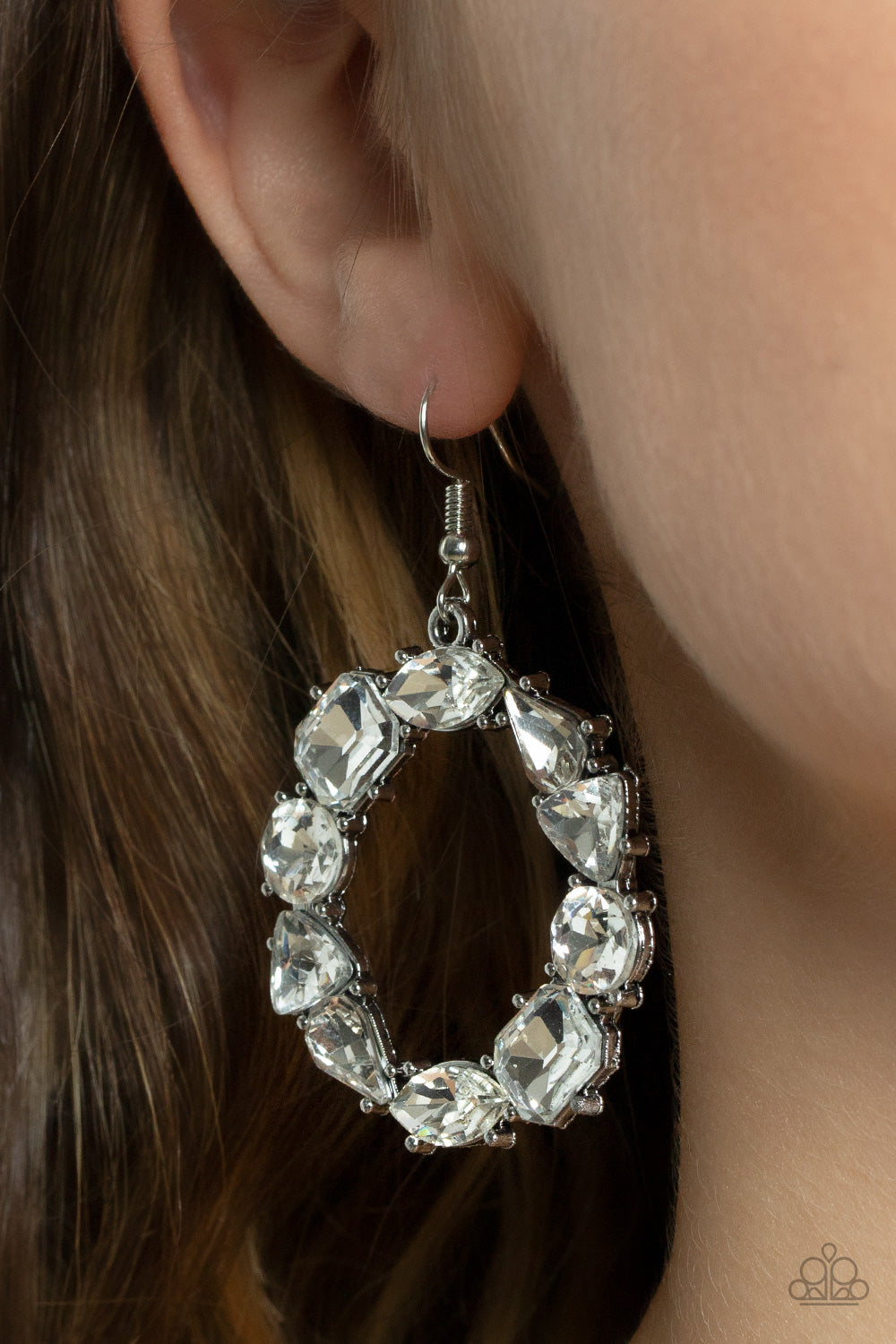 Paparazzi ♥ GLOWING in Circles - White Earring ♥  Earrings