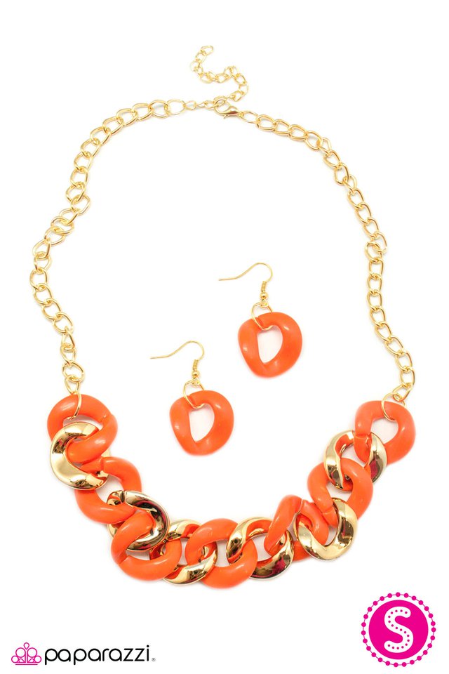 Paparazzi ♥ Join Forces - Orange ♥ Necklace