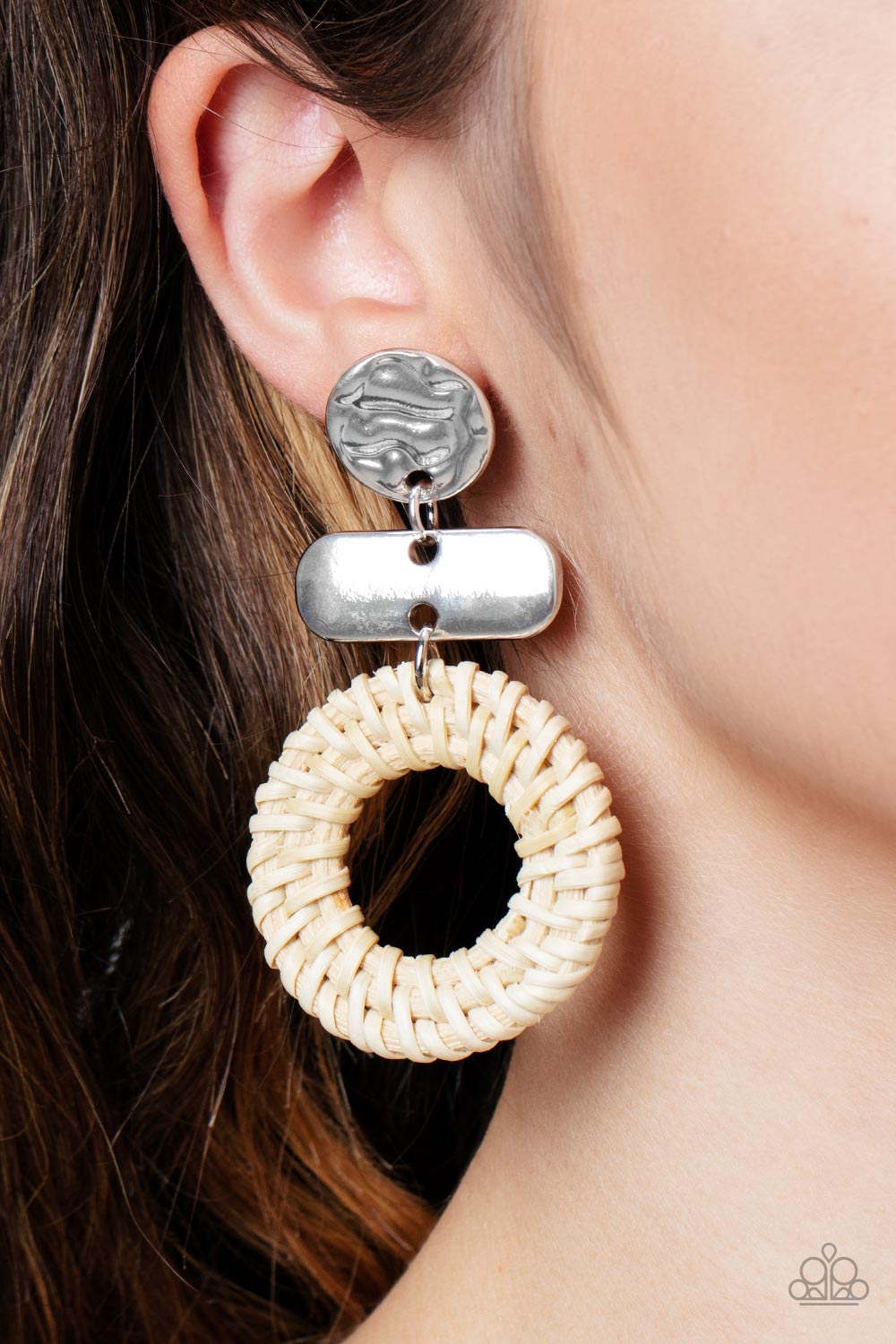 Paparazzi ♥ Woven Whimsicality - White ♥  Post Earrings