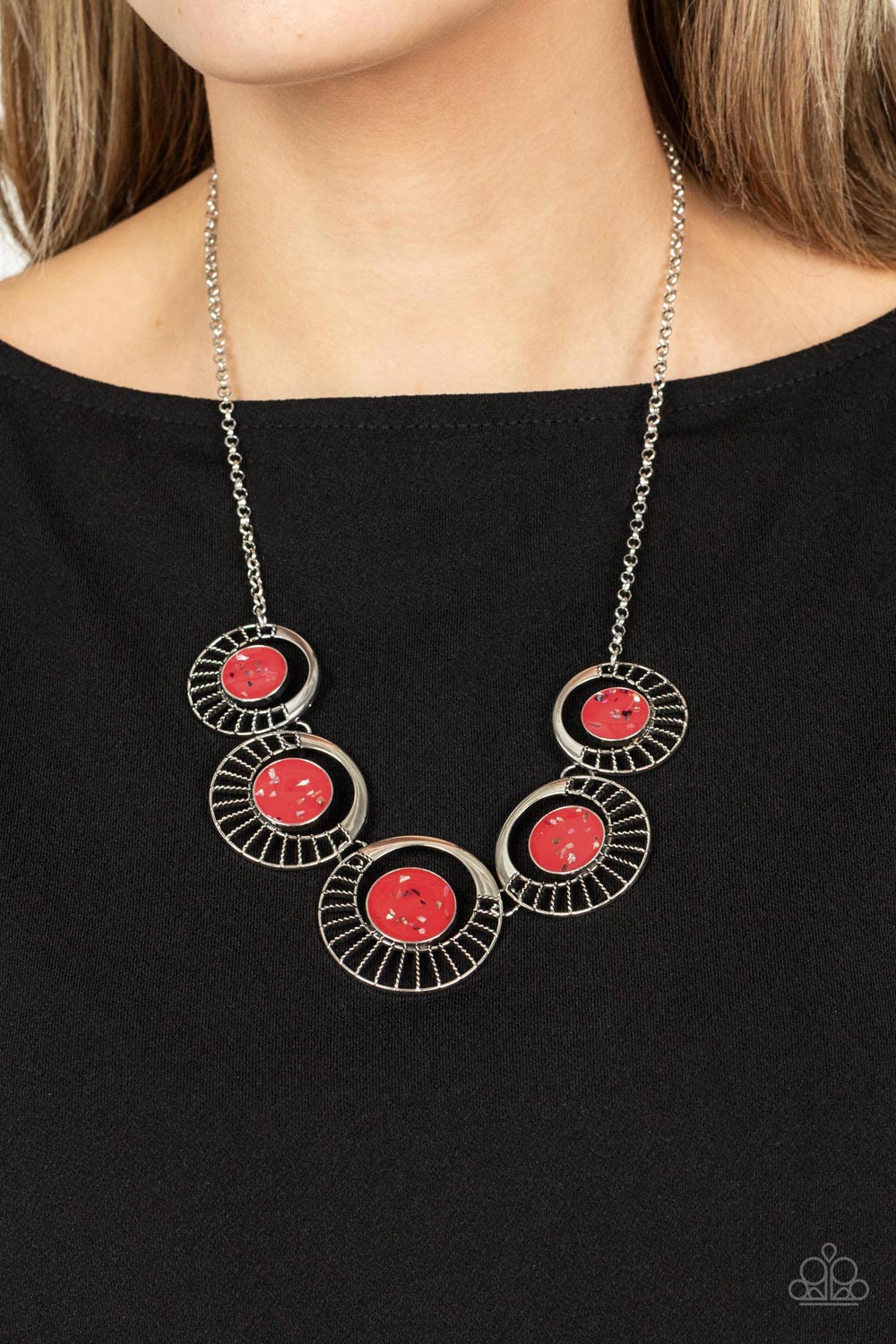 Paparazzi ♥ Elliptical Effervescence - Red ♥  Necklace