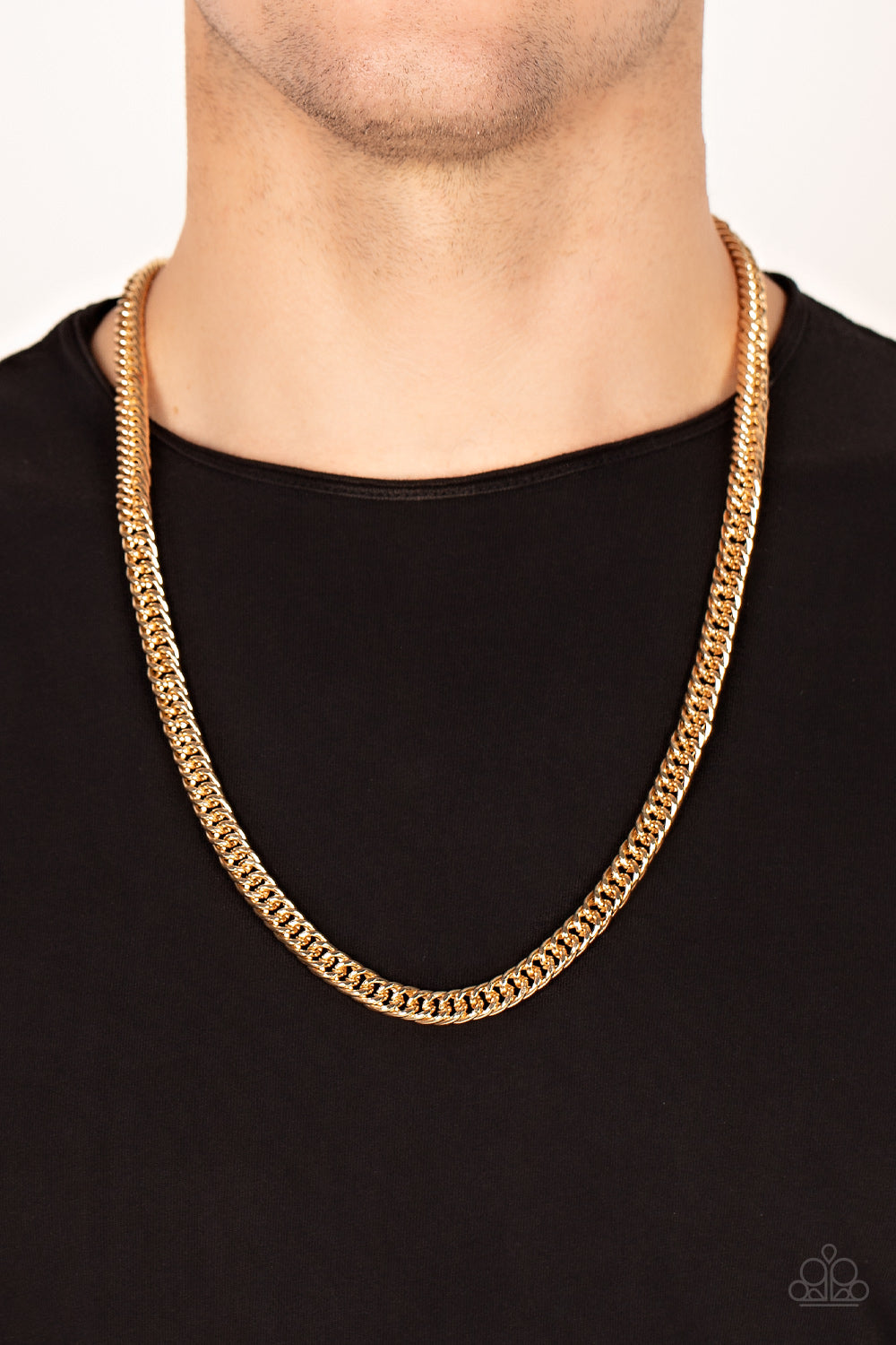 Paparazzi ♥ Standing Room Only - Gold ♥  Mens Necklace