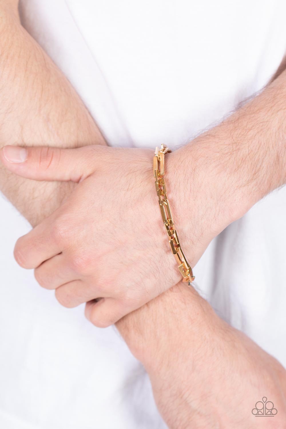 Paparazzi ♥ Stratosphere Gear - Gold ♥  Mens Bracelet