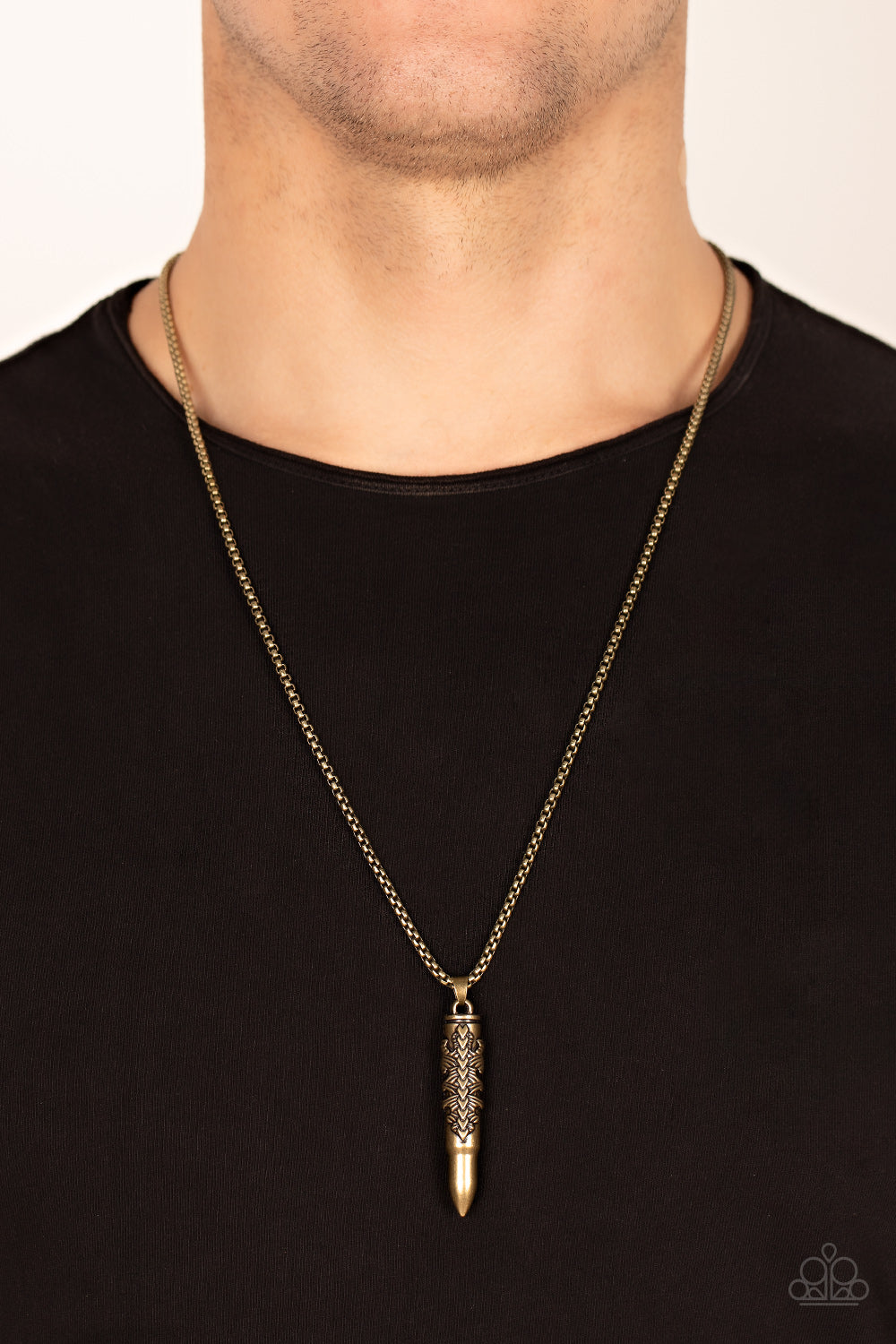 Paparazzi ♥ Mysterious Marksman - Brass ♥  Mens Necklace