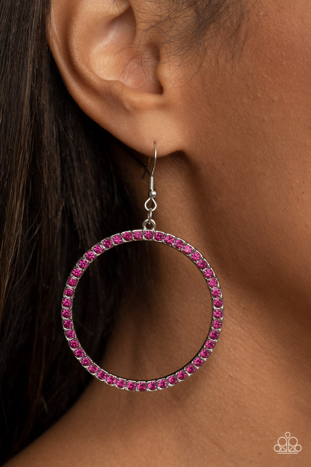 Paparazzi ♥ Head-Turning Halo - Pink ♥  Earrings