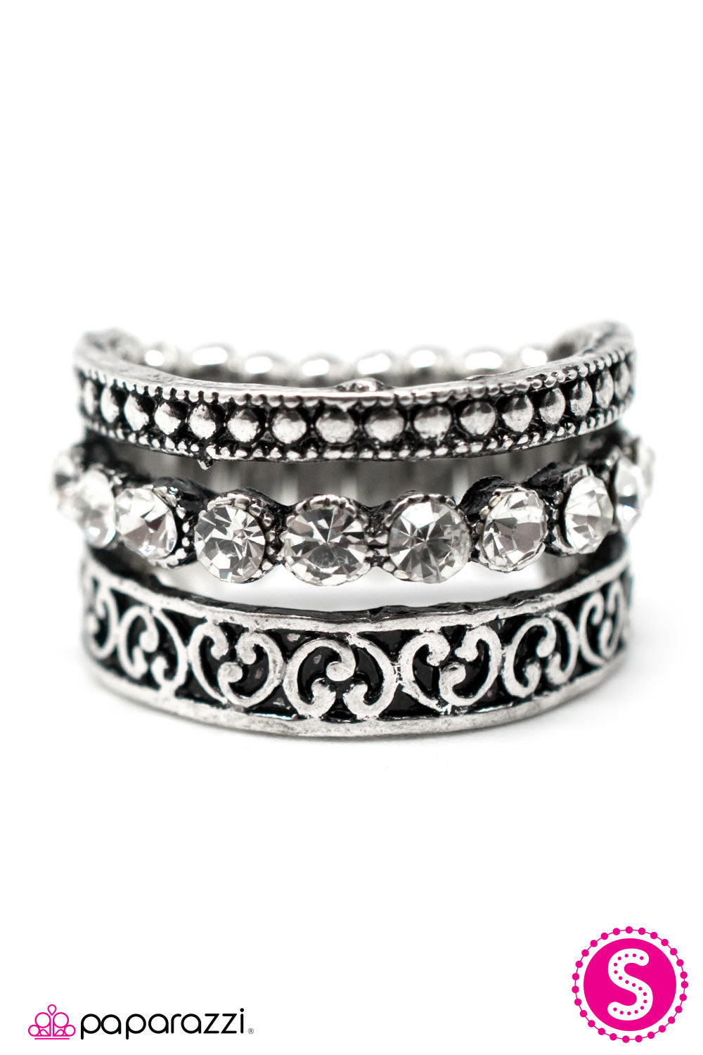 Paparazzi ♥ Triple Crown - White ♥  Ring