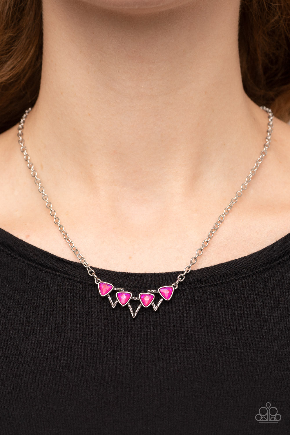 Paparazzi ♥ Pyramid Prowl - Pink ♥  Necklace
