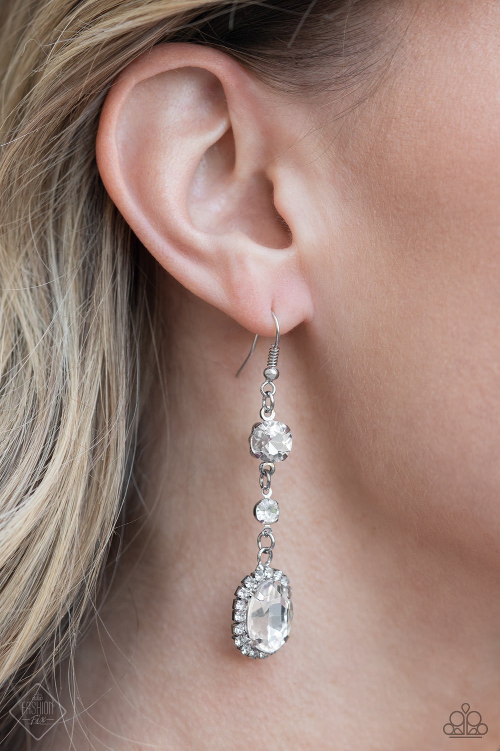 Paparazzi ♥ Glass Slipper Sparkle - White ♥  Earrings
