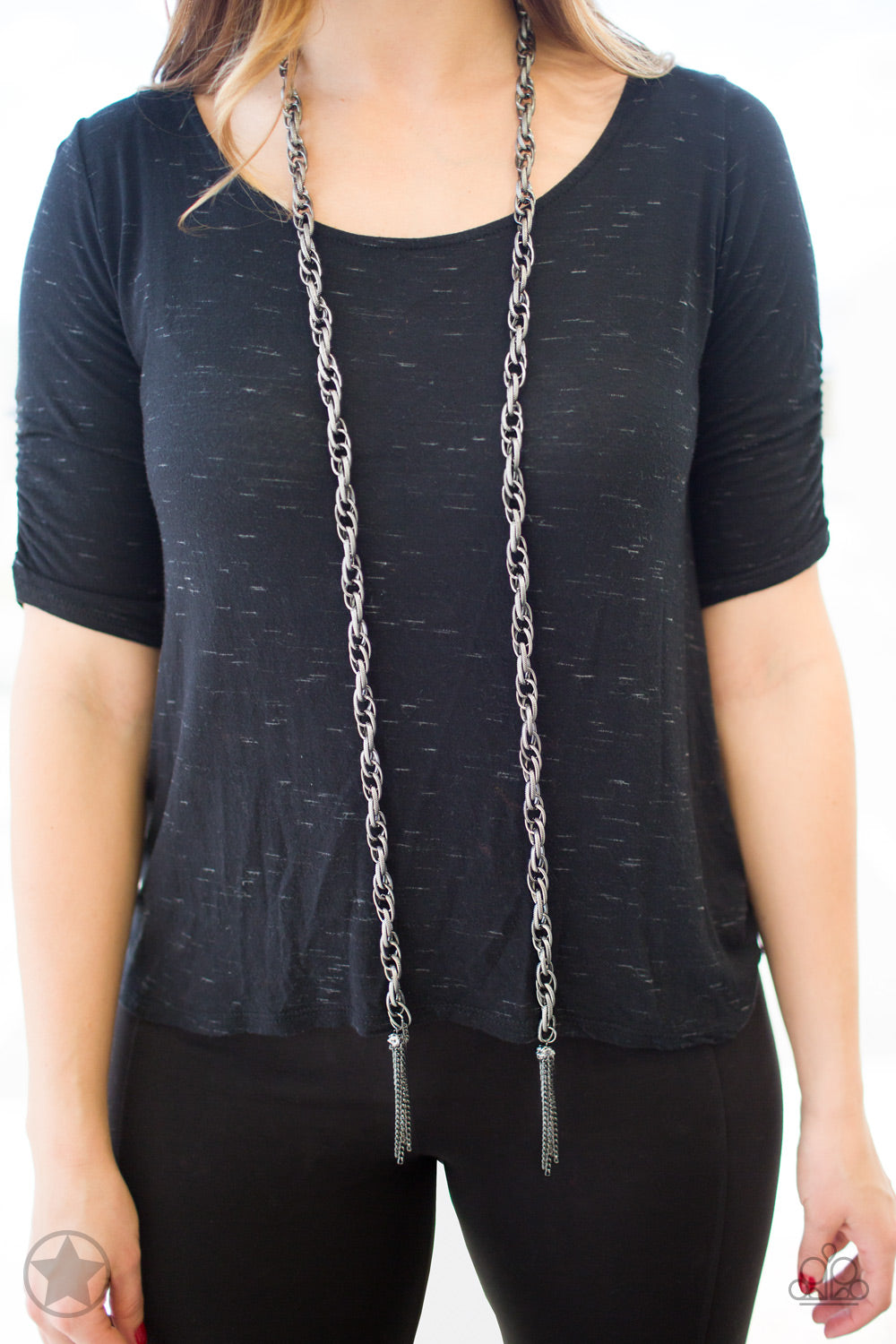 Paparazzi ♥ SCARFed for Attention - Gunmetal ♥  Necklace