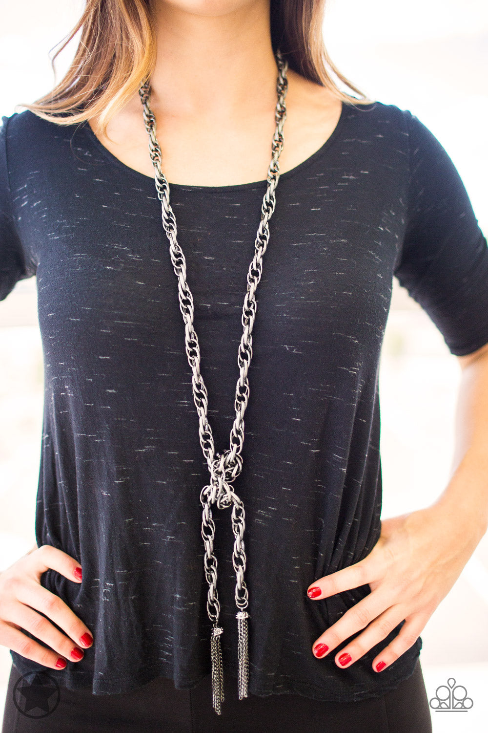 Paparazzi ♥ SCARFed for Attention - Gunmetal ♥  Necklace