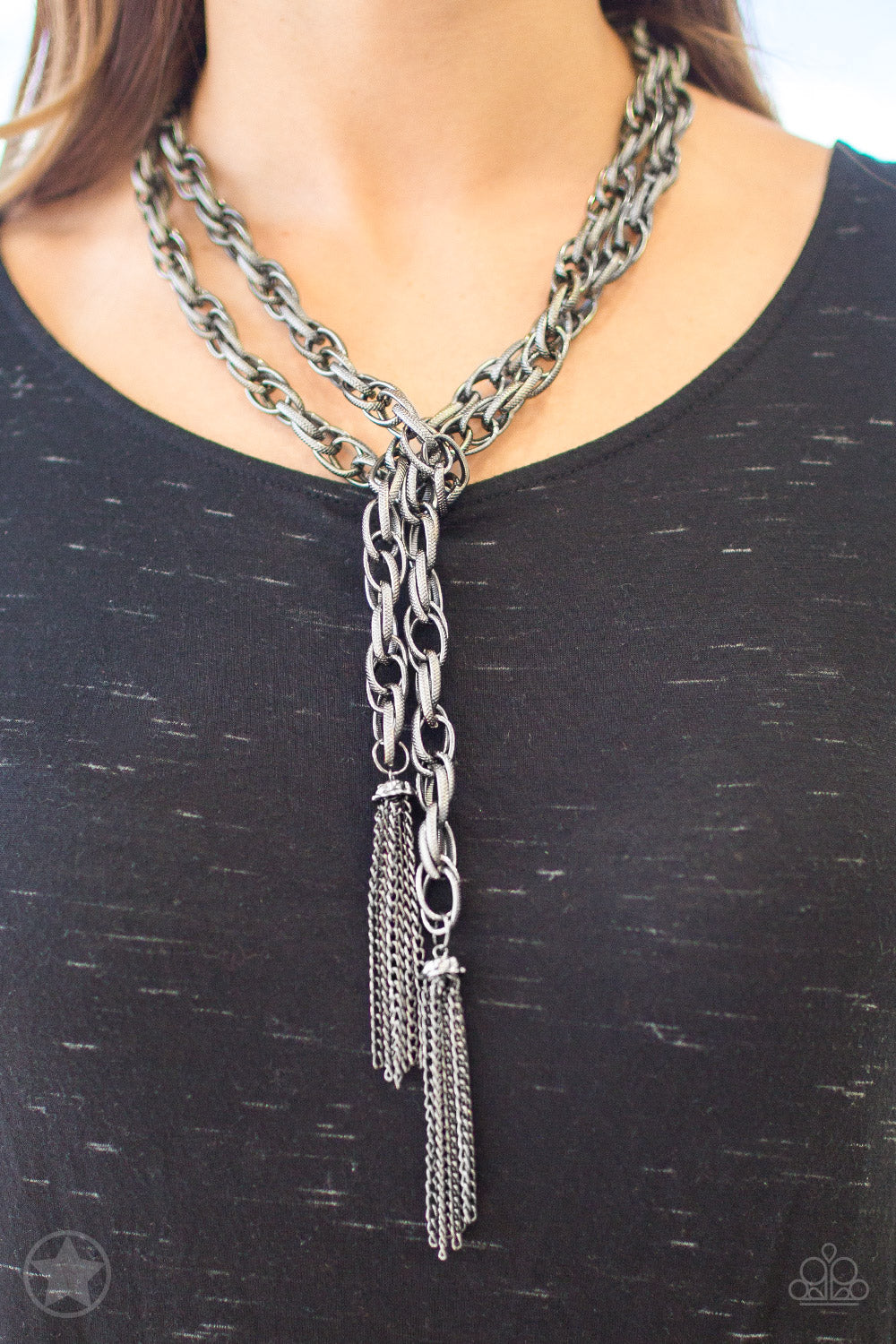 Paparazzi ♥ SCARFed for Attention - Gunmetal ♥  Necklace