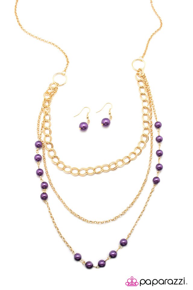Paparazzi ♥ Dream Walking - Gold/Purple ♥ Necklace