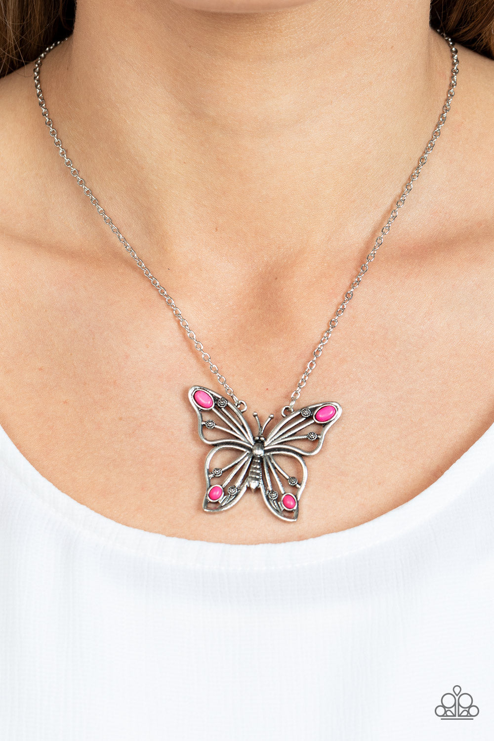 Paparazzi ♥ Badlands Butterfly - Pink ♥  Necklace