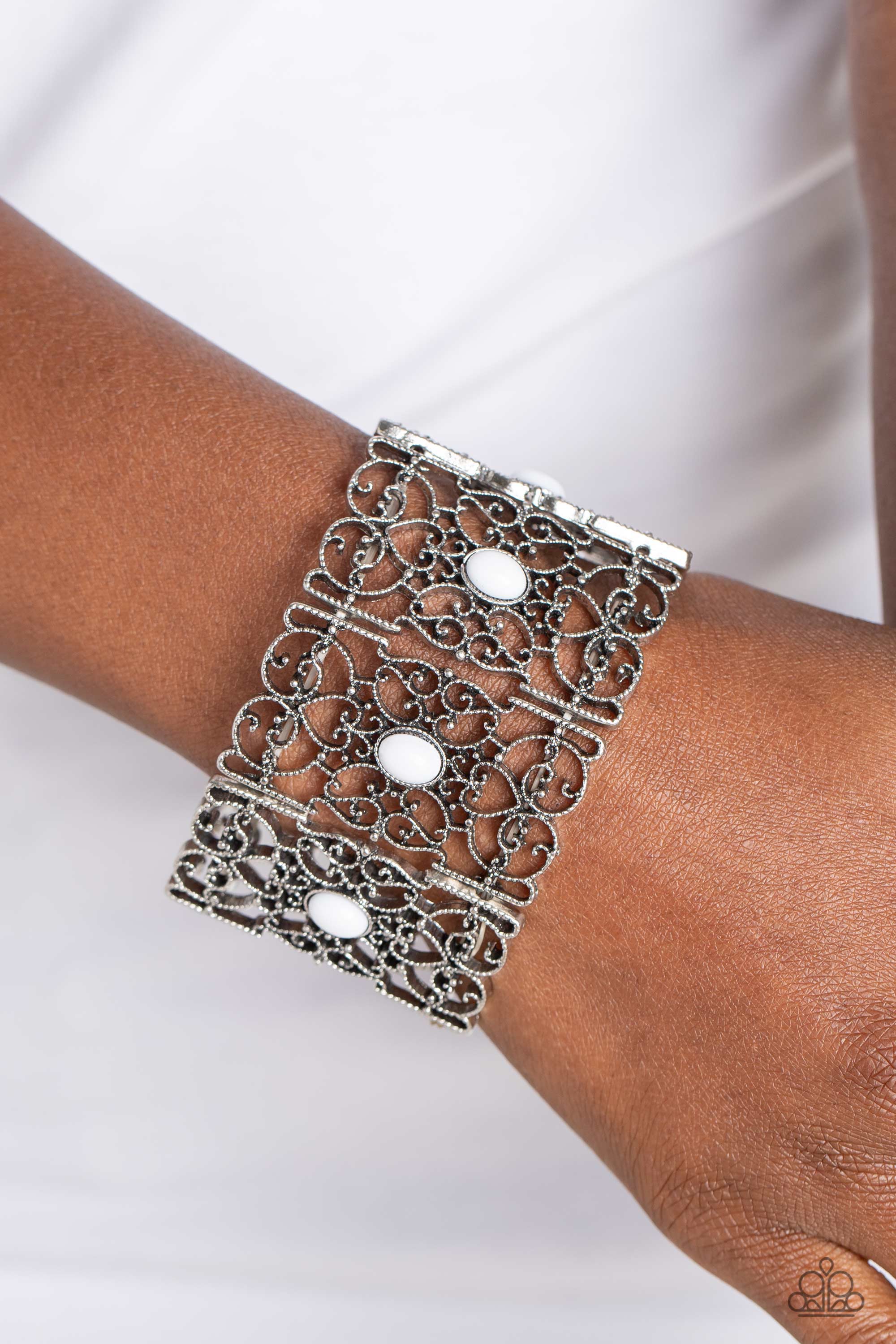 Paparazzi ♥ Fairest Filigree - White ♥ Bracelet – LisaAbercrombie