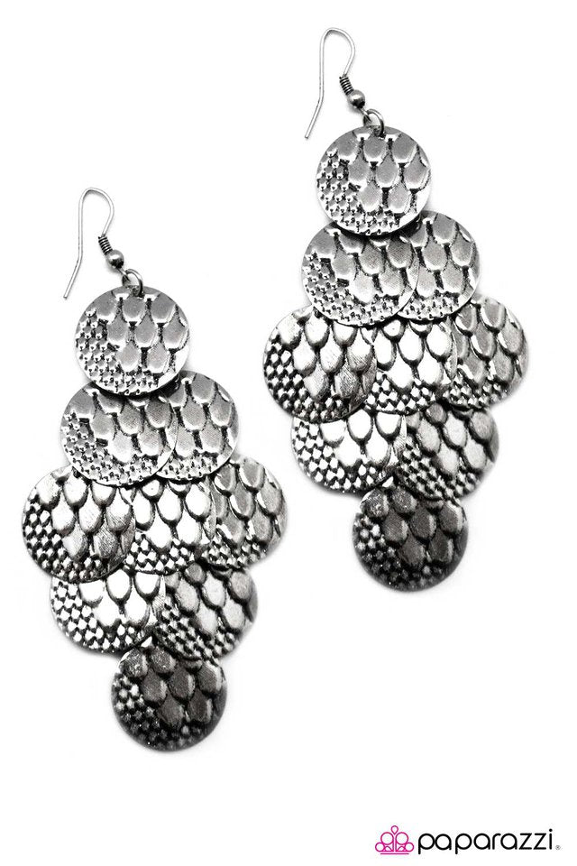 Paparazzi ♥ Python - Silver ♥ Earrings