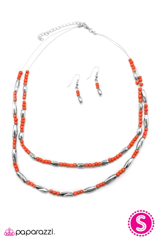 Paparazzi ♥ I Should BEAD So Lucky - Orange ♥ Necklace