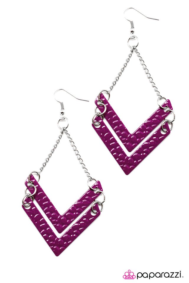 Paparazzi ♥ Proceed with Caution - Purple ♥ Earrings