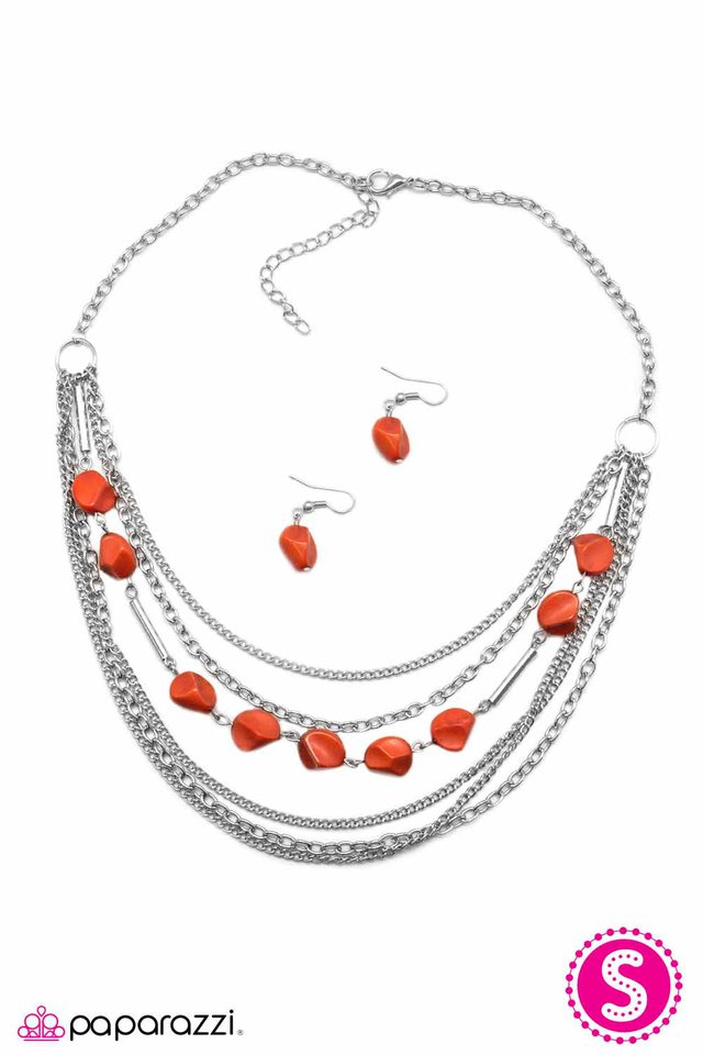 Paparazzi ♥ Rock, Paper, Scissors - Orange ♥ Necklace