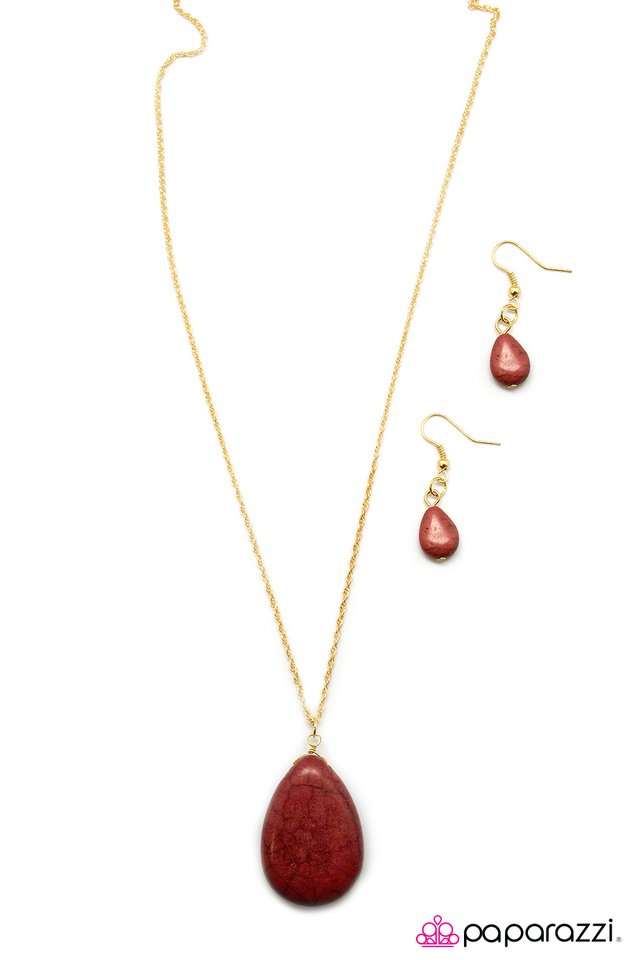 Paparazzi ♥ Stone Mesa - Red ♥ Necklace