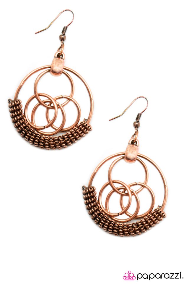 Paparazzi ♥ Through The Ringer - Copper ♥ Earrings