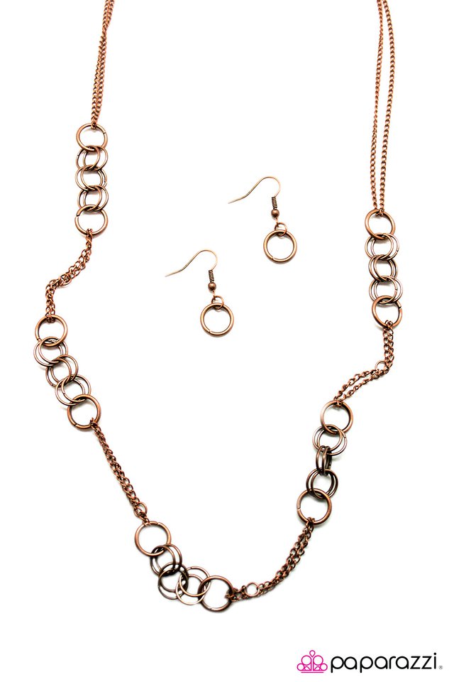 Paparazzi ♥ Round Em Up - Copper ♥ Necklace