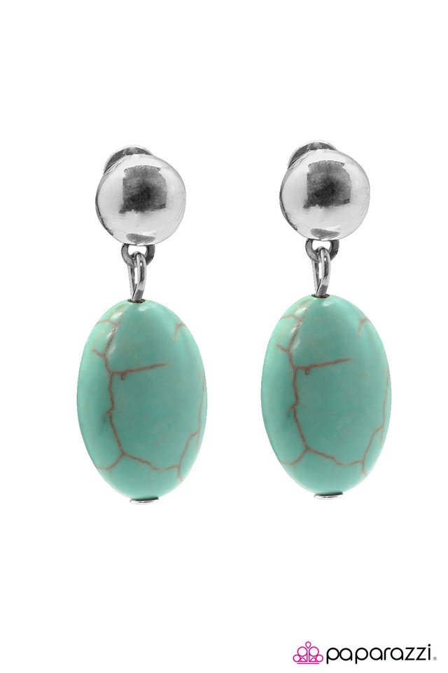 Paparazzi ♥ Stone Cliffs - Blue ♥ Post Earrings