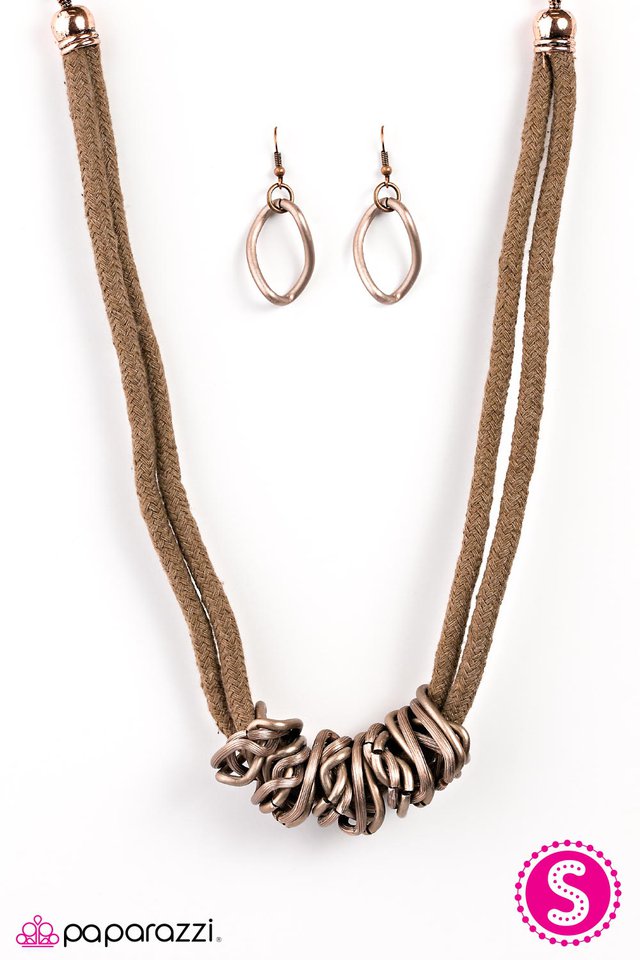 Paparazzi ♥ Tell Me About It - Copper ♥ Necklace