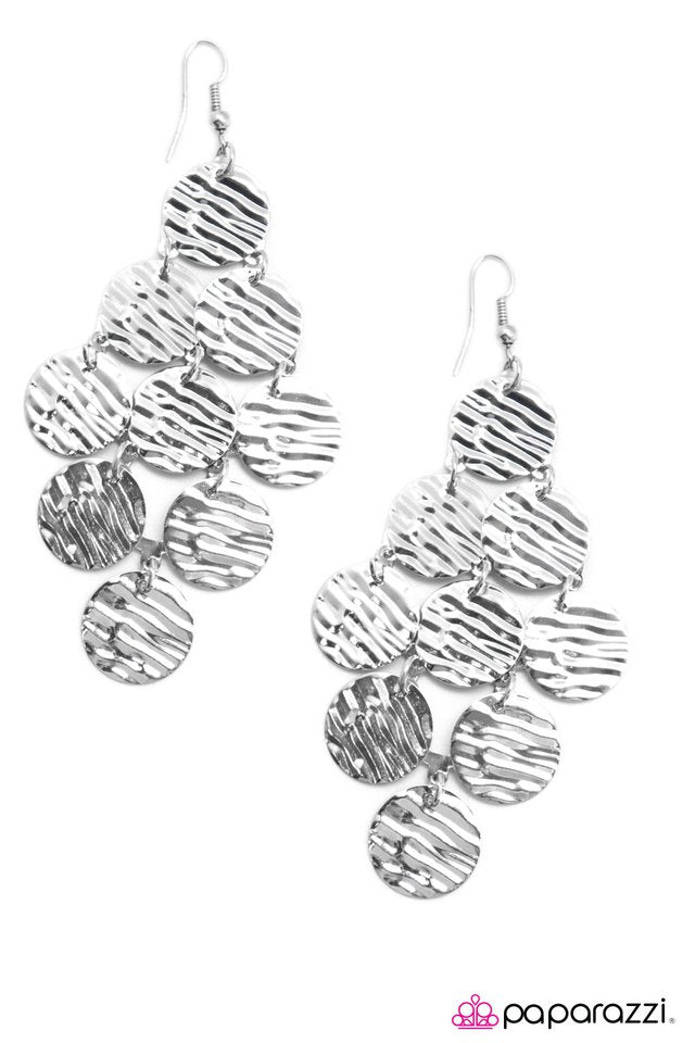 Paparazzi ♥ Metallic Pools - Silver ♥ Earrings